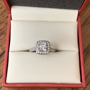 1.50 CTW Halo Setting Diamonique Engagement Ring